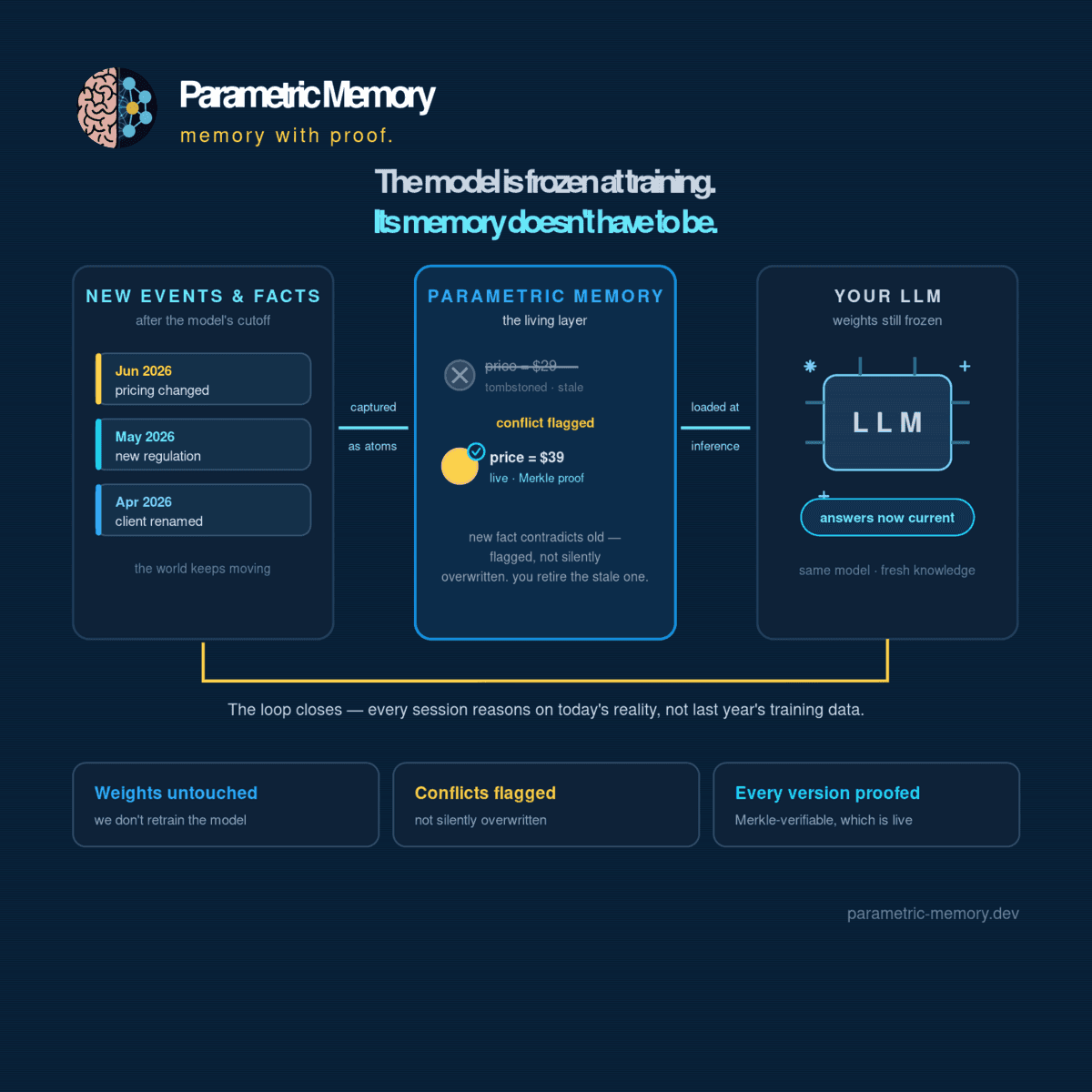 Frozen Model, Living Memory: Updating What Your LLM Knows Without Touching Its Weights